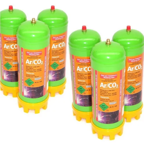 Apex Gas Einweg Schutzgasflasche 13,2L - 3 oder 6 Flaschen je 2.2L - Praktische Einweg-Schutzgasflasche mit 2,2 L für MAG-Schweißen. Hohe Gasreinheit und stabiler Lichtbogen für beste Schweißergebnisse. Ideal für Hobby und Handwerk.