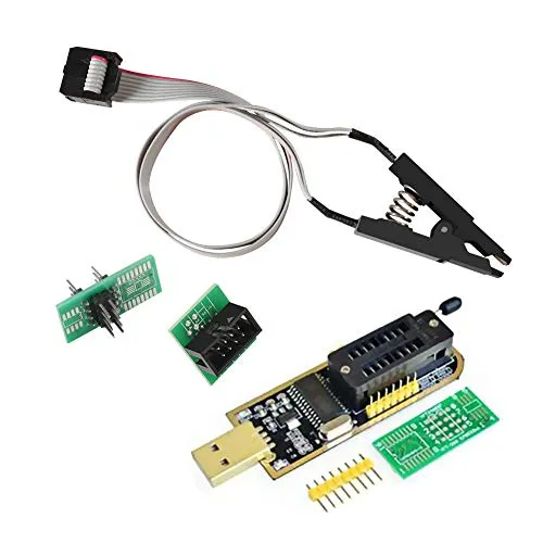 ALMOCN SOIC8 SOP8 Flash Chip IC Test-Clips Socket Adpter Programmer BIOS + CH341A 24 25 Series EEPROM Flash BIOS USB Programmer Modul (Doppelclip + USB)