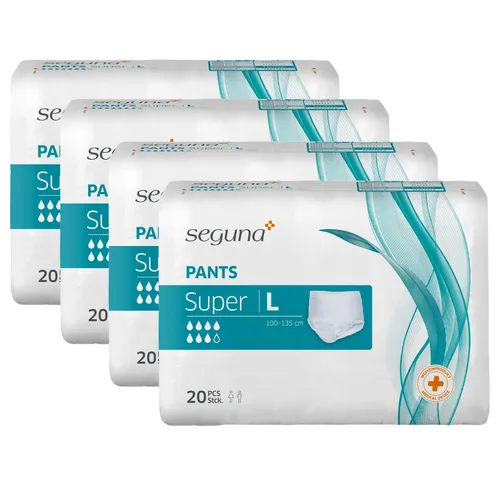 SEGUNA Pants Super L - Sparpaket (4 x 20 Stück) - Arzneimittel: Voll elastische Einweghosen mit hoher Saugleistung, optimalem Tragekomfort und atmungsaktiven Materialien für Männer und Frauen bei Harn-Inkontinenz.