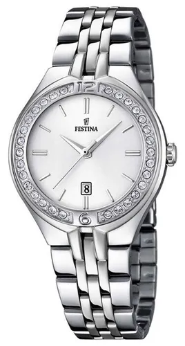 Festina Herrenuhr Modell 6867_1 - Elegante Armbanduhr für Herren aus Edelstahl mit Quarzwerk, rundem Gehäuse (40mm) und weißem Zifferblatt. Ideal für stilvolle Anlässe und wasserdicht bis 3 bar.