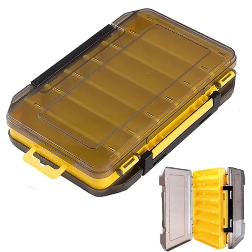 Köderbox Angeln, 19,8 x 13.5 x 3,6 cm Doppelseitige Angelbox Kunststoff Tackle Box mit Tragegriff Wasserdicht Fischköder Box für Aufbewahren Angelködern Angelbegeisterten