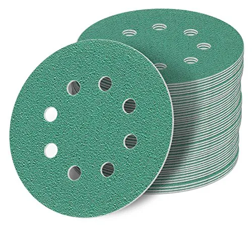 Stück 125 mm Exzenter Schleifscheiben P240 Körnung, 8 Loch, green Film, Haft Klett Schleifpapier 50