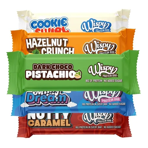 Wispynutrition Protein Bar 10x55g - Creamy Caramel Riegel - Leckere Proteinriegel mit cremigem Karamellgeschmack, ideal für den Snack zwischendurch. Praktische 55g Riegel in der 10er-Packung, perfekt für unterwegs und zur Unterstützung einer aktiven Lebensweise.