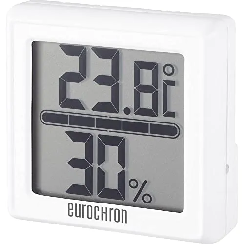 Eurochron ETH 5500 - Thermo-Hygrometer in Weiß, präzise Messung von Temperatur und Luftfeuchtigkeit für ein optimales Raumklima