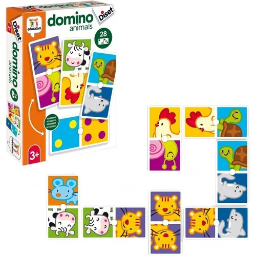 Diset- Dominoes Tiere und Dots 3 Jahre alt Lernspielzeug Tiere (68956) DISET
