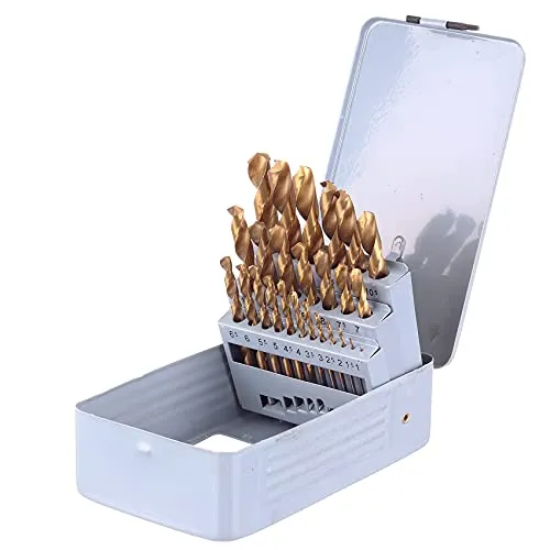 HSS-TIN Titanbohrer-Set für Metall 25 Stück 1-13mm