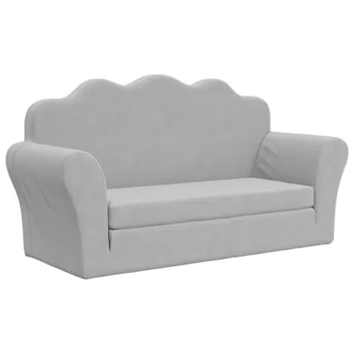 vidaXL Kinder-Schlafsofa 2-Sitzer Hellgrau - Schlafsofa für Kinder, 2-in-1 Design als Sessel oder Mini-Sofabett, weich gepolstert mit abnehmbarem Bezug für einfache Reinigung.