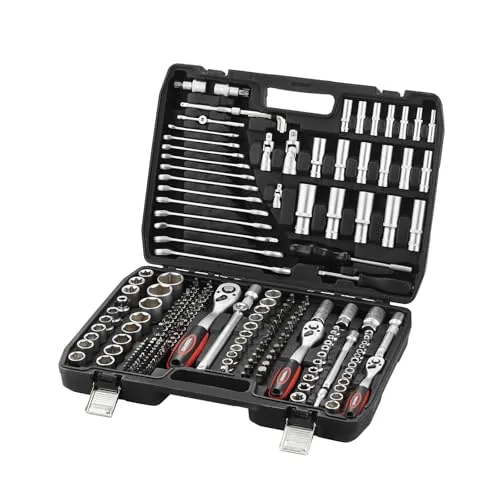 TEENO Steckschlüsselsatz 216 tlg, Ratschenkoffer Werkzeugkoffer 1/4