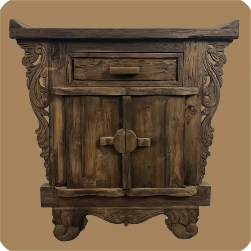 Produktbild Romantische Massivholz Kommode | Flower 1 | nachhaltiges Alt Teak Holz
