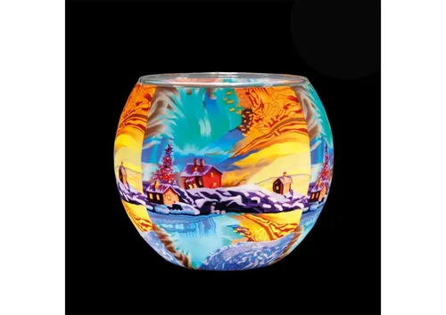 Teelichthalter Leuchtglas Rund Kerzenhalter Glas Northern Light 21640