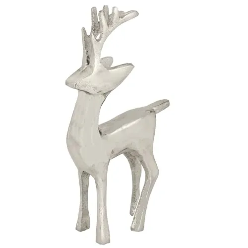 EGLO LIVING Deko Rentier Baligian, Weihnachtsdeko elegant, Tischdeko Weihnachten Wohnzimmer, Weihnachtsfigur Hirsch REH, Metall in Silber, H 20 cm