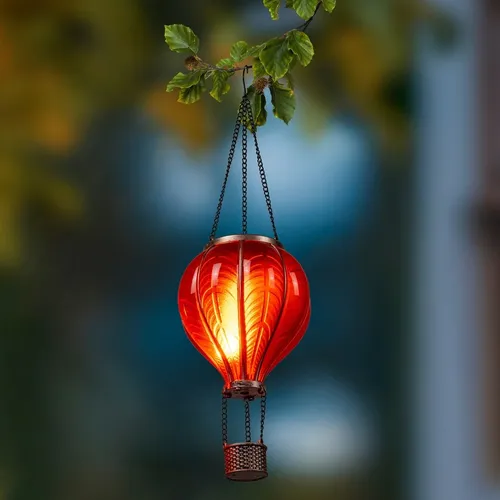 Solarlampe Heißluftballon 45 cm - Wetterfeste Laterne für Garten & Balkon - Außenlaterne im Heißluftballon-Design mit 20 warm-weißen LEDs, die bis zu 8 Stunden leuchtet. Ideal für stimmungsvolle Abende im Freien und perfekt als Geschenk für Dekofans.