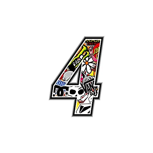 4R Quattroerre.it 13354 Startnummer 4 Aufkleber für Motorräder, Sticker Bomb, 10 x 7.5 cm