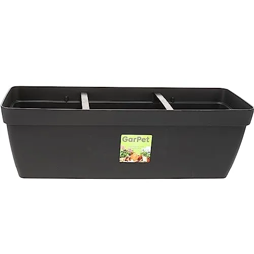 GarPet Blumenkasten Balkongeländer Balkon Blumenkasten Balkonkasten mit Halterung Balkonkasten Geländerkästen Balkonkasten mit Wasserspeicher 50 cm anthrazit