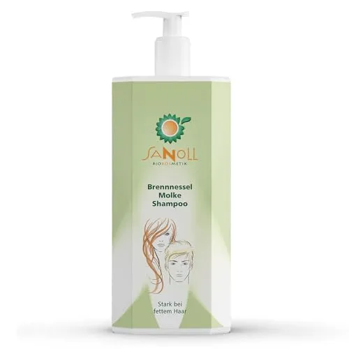 Sanoll Brennnessel Molke Shampoo 1L - Shampoos für fettendes Haar, reguliert Talgproduktion und Schuppenbildung durch Brennnesselextrakt und fermentierte Molke, ideal bei Kopfhautproblemen.