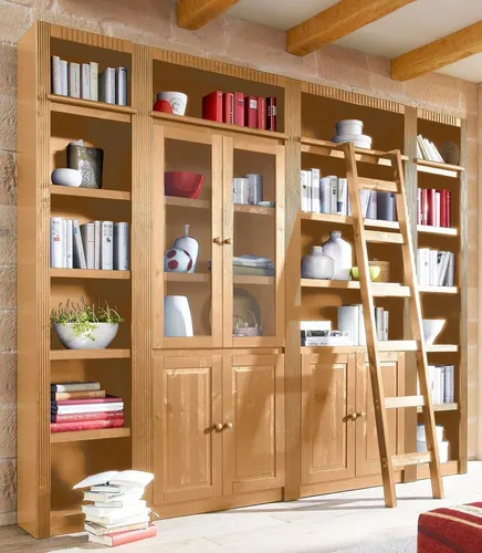 Home affaire Bücherwand Bergen aus Kiefernholz - Bücherwand aus massivem Kiefernholz, natur gebeizt und gewachst, mit viel Stauraum und pflegeleichter Oberfläche – perfekt für Ihr Zuhause.