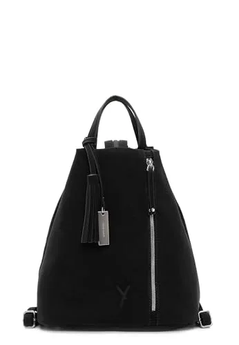 SURI FREY Rucksack SFY Romy 12410 Damen Rucksäcke Uni black 100 - Damen-Rucksackhandtaschen, vielseitig tragbar als Rucksack oder Schultertasche, aus hochwertigem, veganem Feinsynthetik gefertigt.