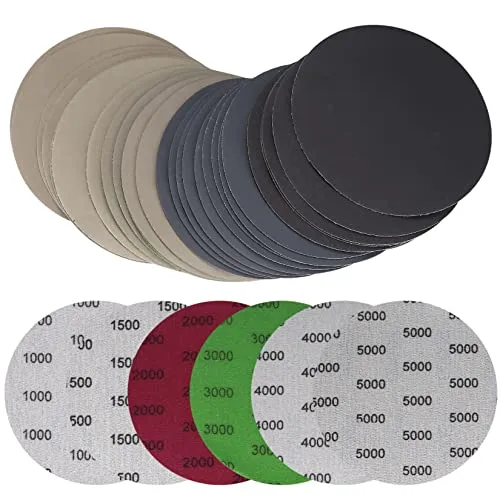 Stück Schleifpapier 125mm/5 Zoll Runde, Nasse Trockene Schleifscheiben, Exzenterschleifer für Auto Holzmöbel Glas Metall