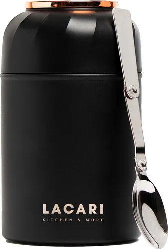 Thermobehälter 500ml Thermo Müslibecher to go schwarz warm kalt Edelstahl