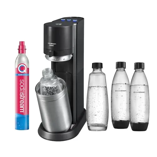 SodaStream E-DUO Wassersprudler - Elektrisch mit Quick-Connect CO2-Zylinder - Wassersprudler: Vollautomatisch sprudeln mit einem Knopfdruck, inklusive 1x 1L Glasflasche und 2x 1L spülmaschinengeeigneter Kunststoffflasche. Umweltfreundlich und praktisch für zuhause und unterwegs.