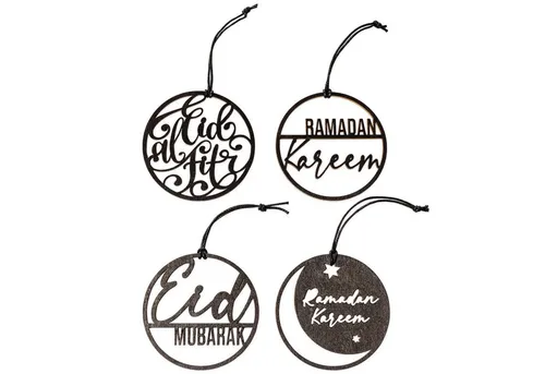 PAPIERDRACHEN Hängedekoration Papierdrachen 12 dekorative Holzanhänger für die Ramadanzeit, naturbelassen