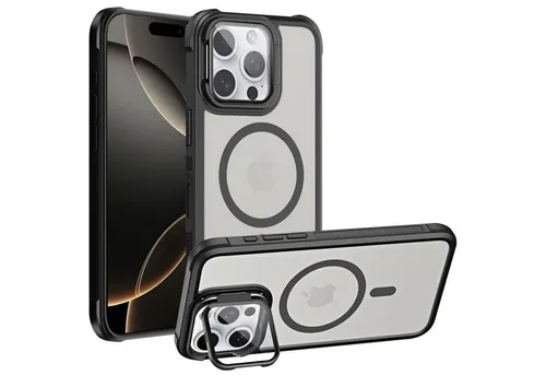 CoolGadget Handyhülle Hybrid CAM Handy Hülle für Apple iPhone 16 Pro 6,3 Zoll, Kameraschutzglas klappbar Schutzhülle Metallring für Magsafe Zubehör