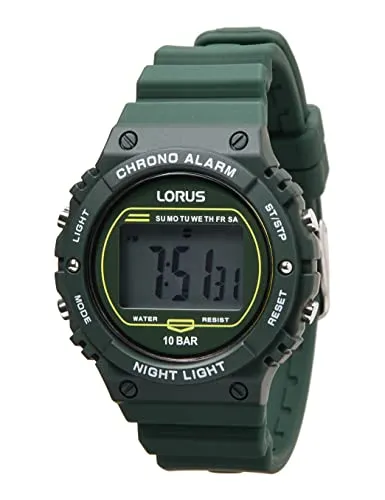 LORUS R2309PX9 Digital Herrenuhr 40mm - Digitaluhr mit 10ATM Wasserdichtigkeit, ideal für sportliche Aktivitäten, ausgestattet mit Alarm, Stoppfunktion und 12-24h Anzeige.