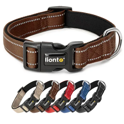 lionto Halsband gepolstert Nylon Neopren reflektierend, Größe XS, braun
