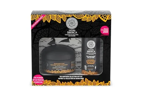 Natura Siberica The Northern Collection Cleansing & Glow Kit – Gesichtsreinigungsset mit Aktivkohle - Pflegeset mit 2 x 120 ml: Tiefenreinigender Cleanser und Mizellenwasser für eine gründliche Reinigung. Naturkosmetik aus wild geernteten Kräutern für strahlende Haut.