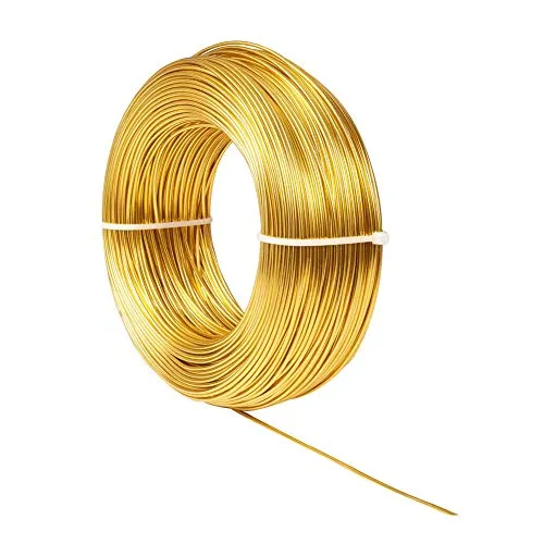 NBEADS 100m 1.5 mm Golden Aluminiumdraht, Gold Aluminium Basteldraht Schmuck Modellierdraht für Schmuckherstellung Handwerk Modellieren Armaturen Skulpturen