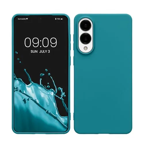 kwmobile Hülle kompatibel mit Samsung Galaxy S25 Edge Hülle - weiches TPU Silikon Case - Cover geeignet für kabelloses Laden - Petrol matt
