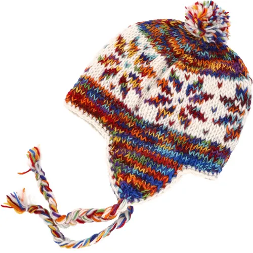 Guru-Shop Strickmütze Wollmütze mit Ohrenklappen, Norwegermütze,..