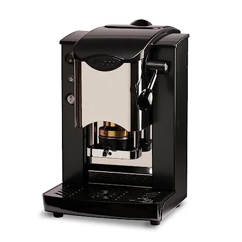 FABER COFFEE MACHINES | Edelstahl-Steckplatz-Modell | 44 mm Kaffeemaschine | Farbe Burgund Kunststoff Schwarz | Messing-Padspresse (Black/Black)
