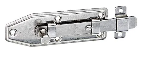 Alberts 113278 Fensterriegel | gerade, mit befestigter Schlaufe | Edelstahl | Platte 100 x 35 mm