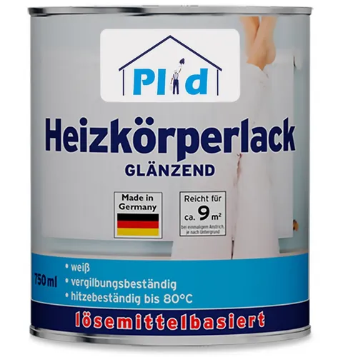 Heizkörperlack 0,75L Weiß Glänzend - Hitzebeständig bis 80° - Lacke für Heizkörper, schnelltrocknend und hochdeckend, ideal für eine langlebige und ansprechende Oberfläche.