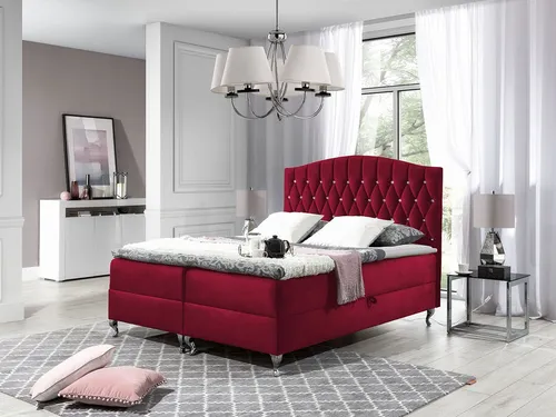 Mirjan24 Boxbett Rot 140x200 cm – Modernes Boxspringbett mit Bettkästen - Stylisches Boxbett in Rot mit praktischen Bettkästen für zusätzlichen Stauraum. Ideal für ein gemütliches Schlafzimmer. Hochwertige Verarbeitung und modernes Design sorgen für Komfort und Stil.