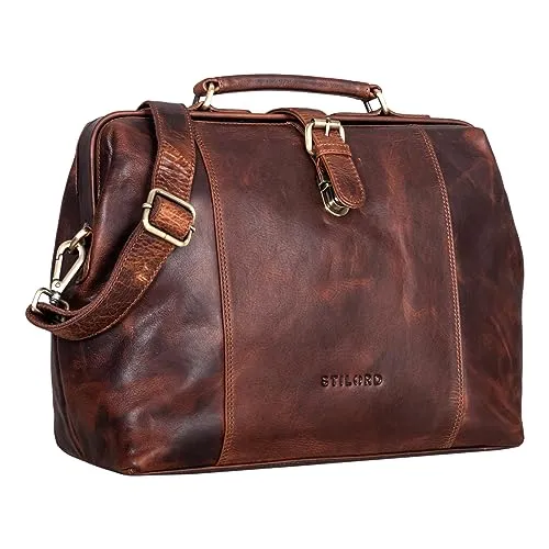 STILORD 'Johannes' Vintage Arzttasche Leder - Aktentasche aus echtem Rindsleder mit praktischem Schultergurt, ideal für Mediziner und als stilvolle Reisetasche. Platz für Laptop bis 10,5 Zoll und weitere Essentials.