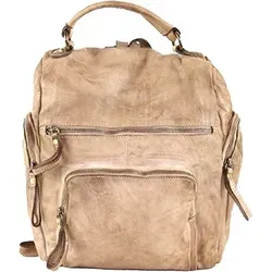 BZNA Rucksack Stella Backpacker - Designer Rucksack aus echtem Leder für Damen - Rucksäcke aus echtem Leder in Beige, stilvoll und praktisch, mit mehreren Fächern und verstellbarer Rückenlänge, ideal für Reisen und den Alltag.