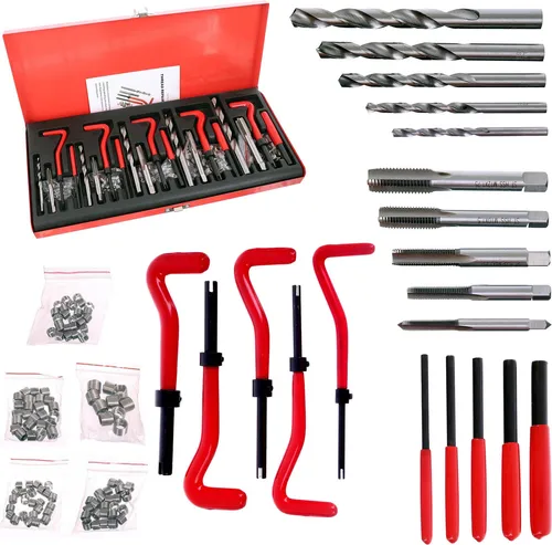 Tlg. M5 M6 M8 M10 M12 Gewinde Reparatur Werkzeug Satz - Gewindereparaturwerkzeuge für Auto und Motor, ideal zur Wiederherstellung beschädigter Gewinde mit hochwertigen Edelstahl-Einsätzen für erhöhte Stabilität.