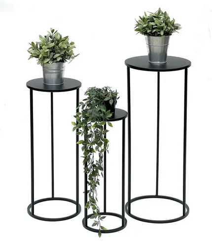 DanDiBo Blumenständer Metall Schwarz Rund 3er Set - Stilvolles Blumenständer Set aus robustem Metall, ideal für Pflanzen oder als moderner Beistelltisch. Schnelle Montage, maximale Belastbarkeit von 30 kg und in elegantem Schwarz.