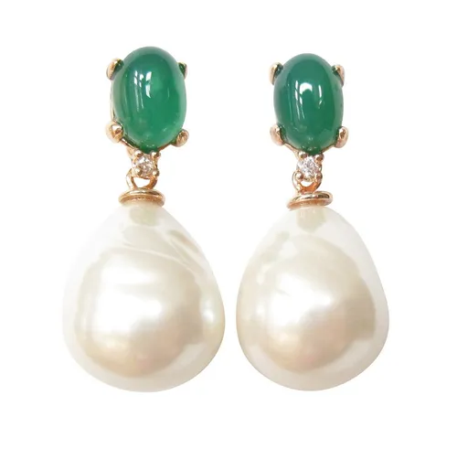 Mugello Chiara Perlenohrringe in smaragd-grün von Mugello