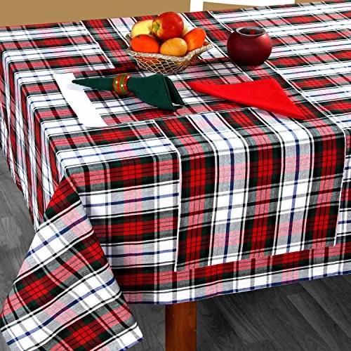 Homescapes Tischdecke Macduff - Bunte Karo-Tischdecke aus 100% Baumwolle, 138 x 228 cm - Tischdecken mit Schottenmuster, aus 100% Baumwolle, bei 40 Grad waschbar – der perfekte Blickfang für Ihren Esstisch!