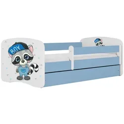 Raumhirsch Kinderbett Waschbär, Blau, 80x180 cm - Kinderzimmermöbel mit abnehmbarer Schutzschiene für maximale Sicherheit und geräumiger Schublade für praktischen Stauraum. Inklusive bequemer Matratze und stabiler Konstruktion.