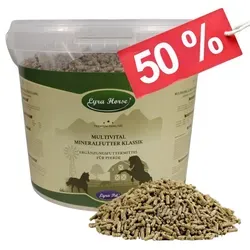 Lyra Horse® Multivital Mineralfutter Klassik im Eimer 3,8 kg - Mineralfutter für Pferde, reich an Kalzium und 30% Leinkuchenmehl für optimale Muskelunterstützung und glänzendes Fell.
