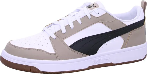 PUMA Rebound V6 Low Sneakers für Erwachsene - Sneaker im Basketball-Stil mit niedrig geschnittener Silhouette, ideal für Alltag und Freizeit. Weiches Obermaterial aus Leder und auffälliges Colour Blocking für einen starken Look.