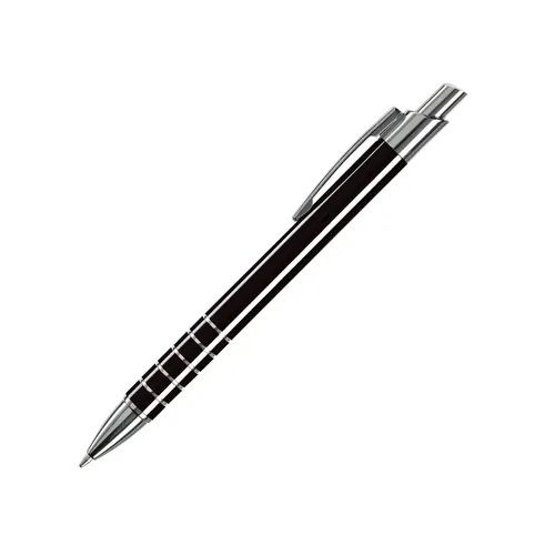 5x Schlanker Metall-Kugelschreiber / verchromte Teile / Farbe: schwarz