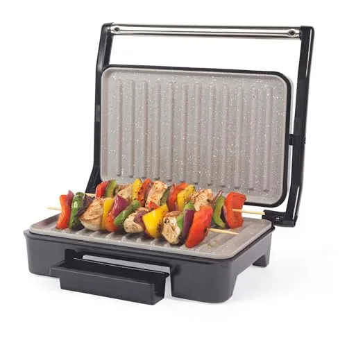 Salter Marblestone Gesundheitsgrill, Panini-Maker mit Antihaftbeschichtung, Kein Öl nötig, Schwimmendes Scharnier, Automatische Temperaturkontrolle, Abnehmbares Abtropfblech, 750W