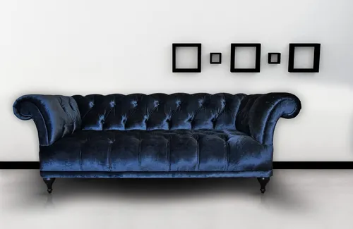 Chesterfield Sofa Polster Designer 3-Sitzer Blau
