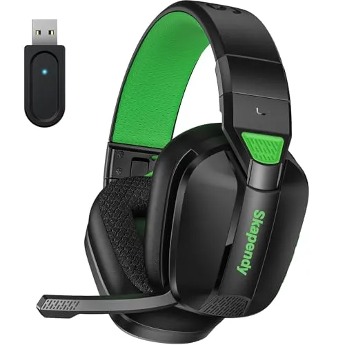 Skapendy Wireless Gaming Headset für PS5, PS4, PC, Faltbares Gaming Kopfhörer Mit Mikrofon, 2.4Ghz USB & Bluetooth 5.4, Geräuschunterdrückung Gaming Headset für Switch, Telefon, Mac, 50 H Akkulaufzeit