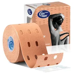 CureTape Punch, Kinesiologie Tape, Sporttape, 5 m x 5 cm, wasserfest, beige